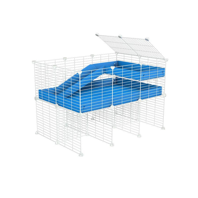 a 3x2 CC guinea pig cage with stand loft ramp small mesh white c and c grids blue corroplast by brand kavee