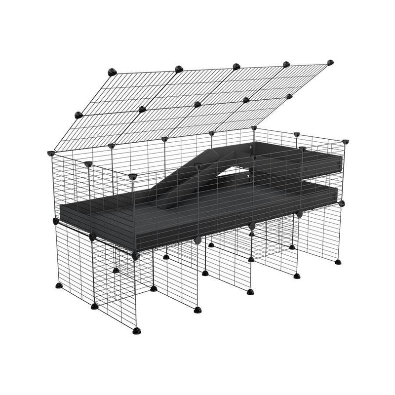 A 2x4 C and C guinea pig cage with stand loft ramp lid small size meshing safe grids black correx sold in USA