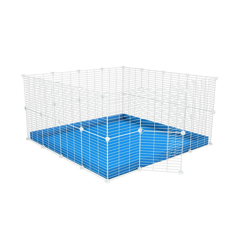 A 4x4 C&C rabbit cage with safe baby bars white C and C grids blue coroplast by kavee USA