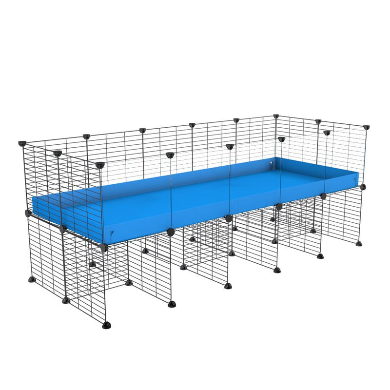 a 5x2 CC cage with clear transparent plexiglass acrylic panels  for guinea pigs with a stand blue correx and grids sold in USA by kavee