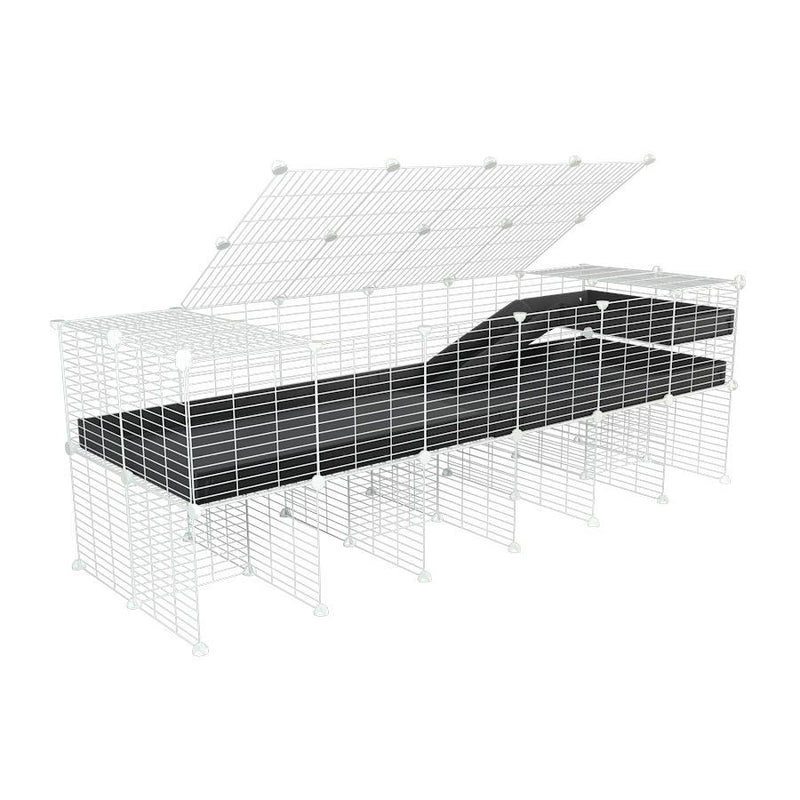 A 2x6 C and C guinea pig cage with stand loft ramp lid small size meshing safe white grids black correx sold in USA