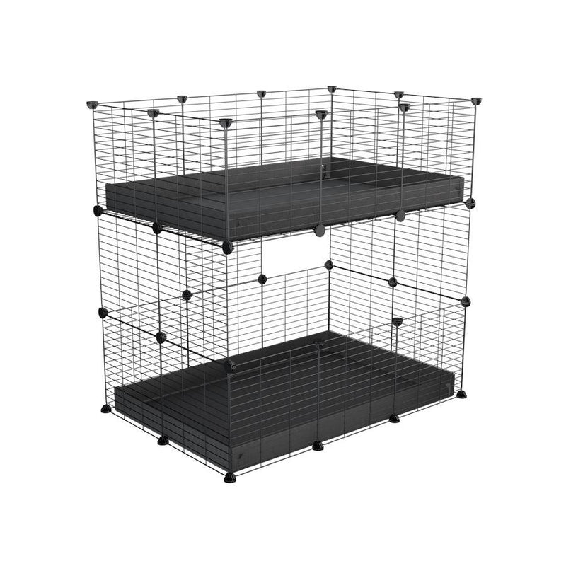 A two tier 3x2 c&c cage for guinea pigs with two levels black correx baby safe grids by brand kavee in the USA