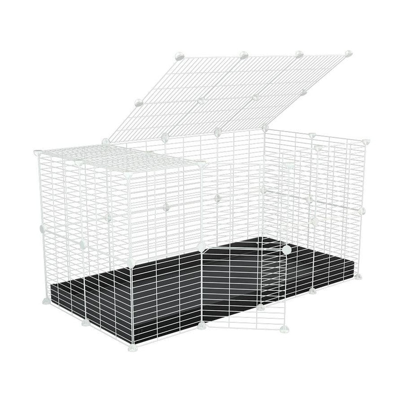 A 4x2 C&C rabbit cage with a lid and safe small meshing baby bars white grids and black coroplast by kavee USA