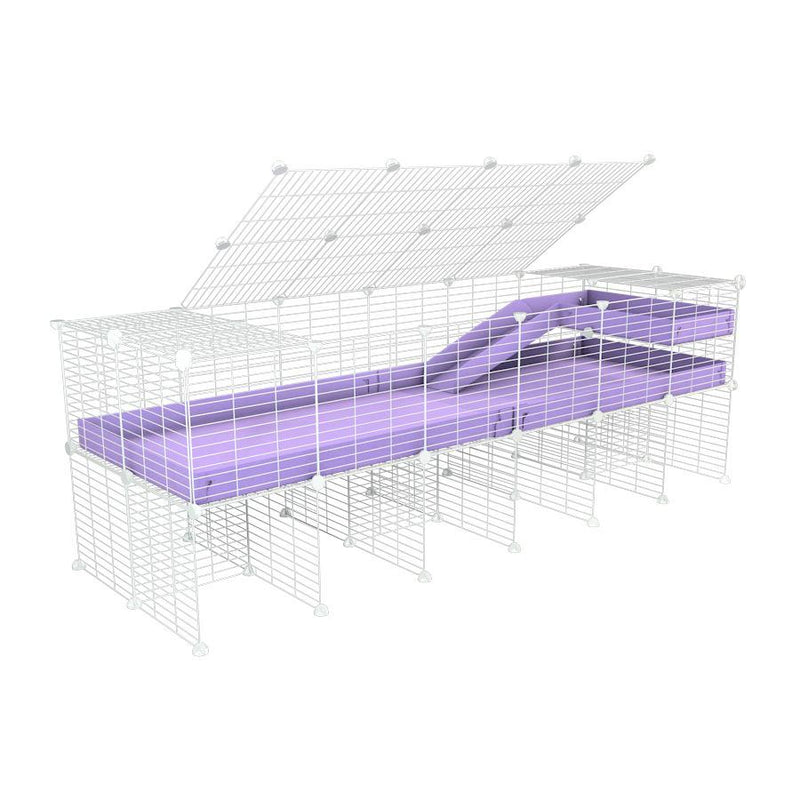 A 2x6 C and C guinea pig cage with stand loft ramp lid small size meshing safe white grids purple lilac pastel correx sold in USA