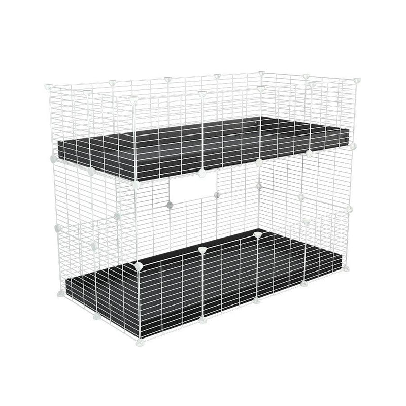 A 4x2 double stacked c and c guinea pig cage with two stories black coroplast safe size white grids by brand kavee