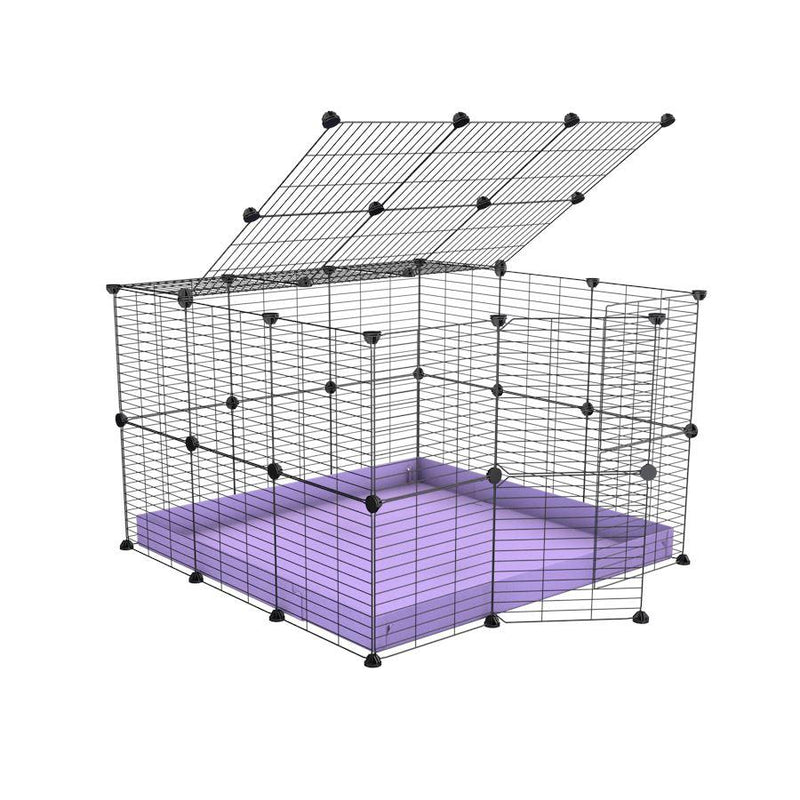 A 3x3 C and C rabbit cage with lid and safe small meshing grids purple coroplast by kavee USA