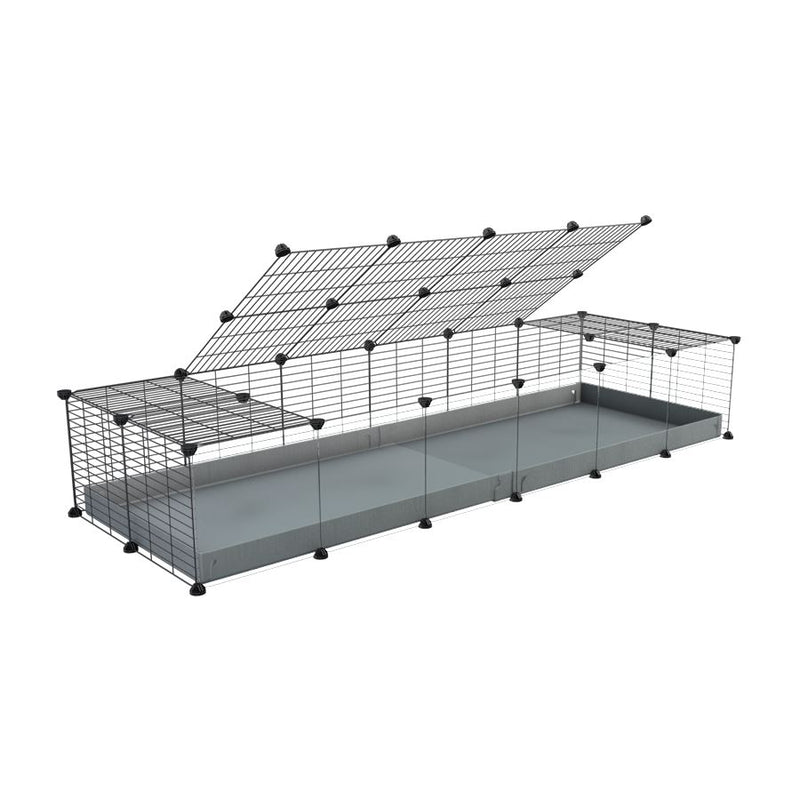 A 2x6 C and C cage with clear transparent plexiglass acrylic grids  for guinea pigs with gray coroplast a lid and small hole grids from brand kavee