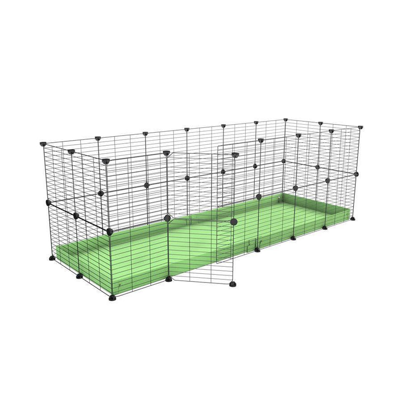 A 6x2 C and C rabbit cage with safe small size hole baby grids and green pastel coroplast by kavee USA