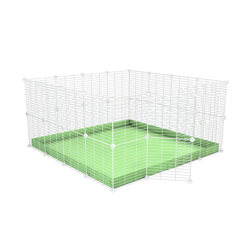 A 4x4 C&C rabbit cage with safe small mesh white C and C grids green pistachio coroplast by kavee USA
