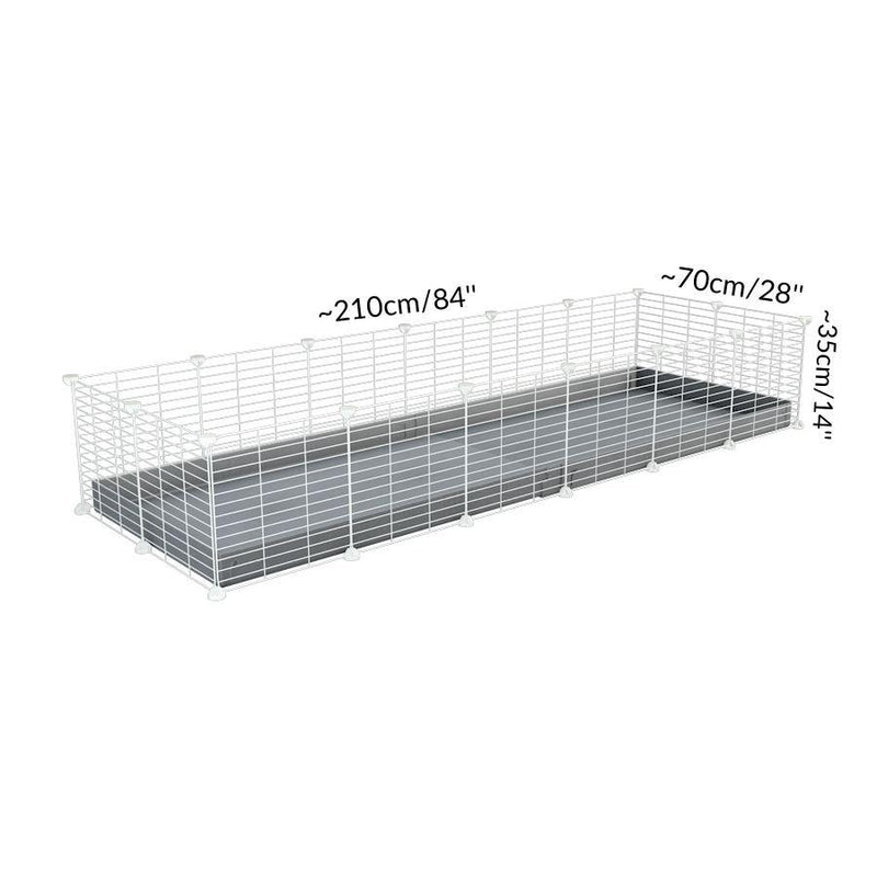 Dimensions of A 2x6 C and C cage for guinea pigs with gray coroplast a lid and small hole white C and C grids from brand kavee