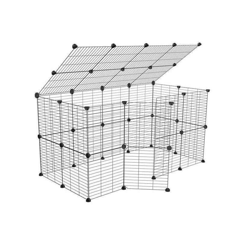 a tall 4x2 outdoor modular playpen with a lid and small hole safe C and C grids for guinea pigs or Rabbits