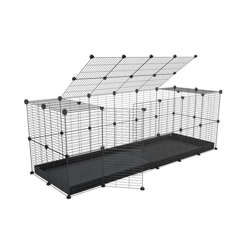 A 6x2 C and C rabbit cage with lid and safe baby grids black coroplast by kavee USA