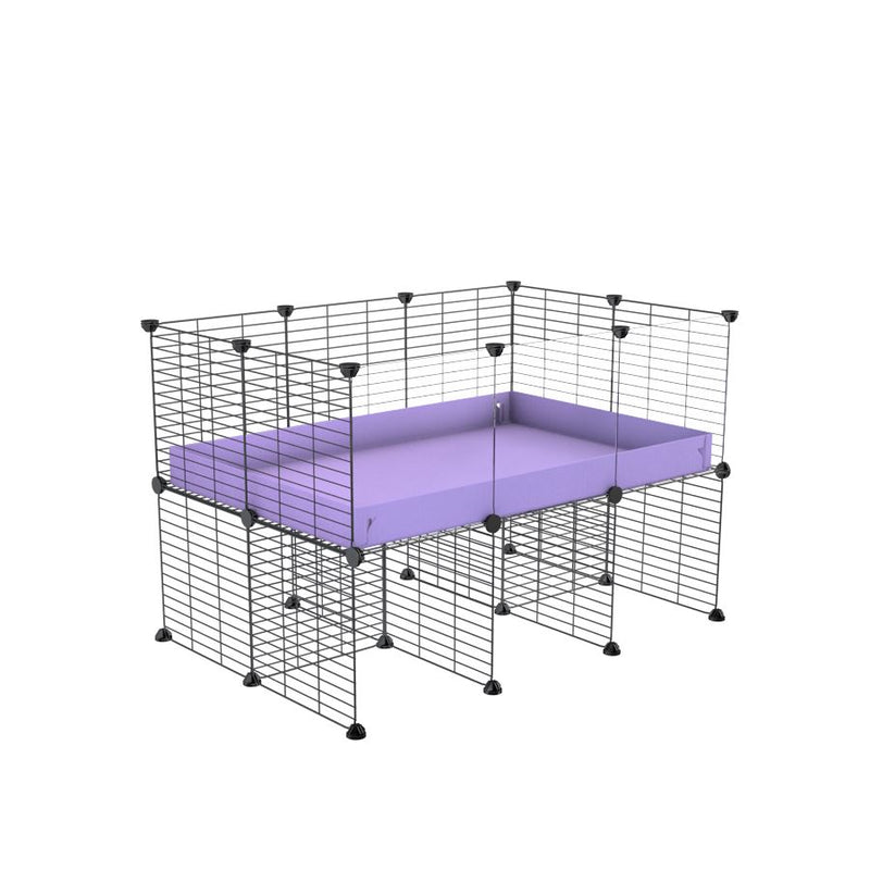 a 3x2 CC cage with clear transparent plexiglass acrylic panels  for guinea pigs with a stand purple lilac pastel correx and grids sold in USA by kavee