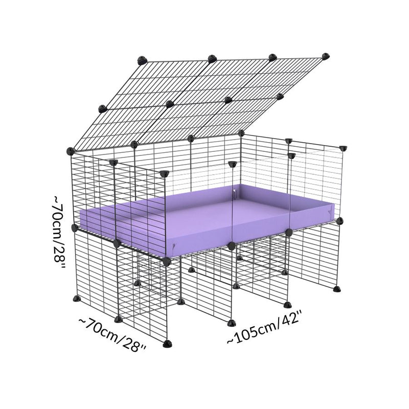 Size of a 3x2 CC cage with clear transparent plexiglass acrylic panels  for guinea pigs with a stand purple lilac pastel correx and grids sold in USA by kavee