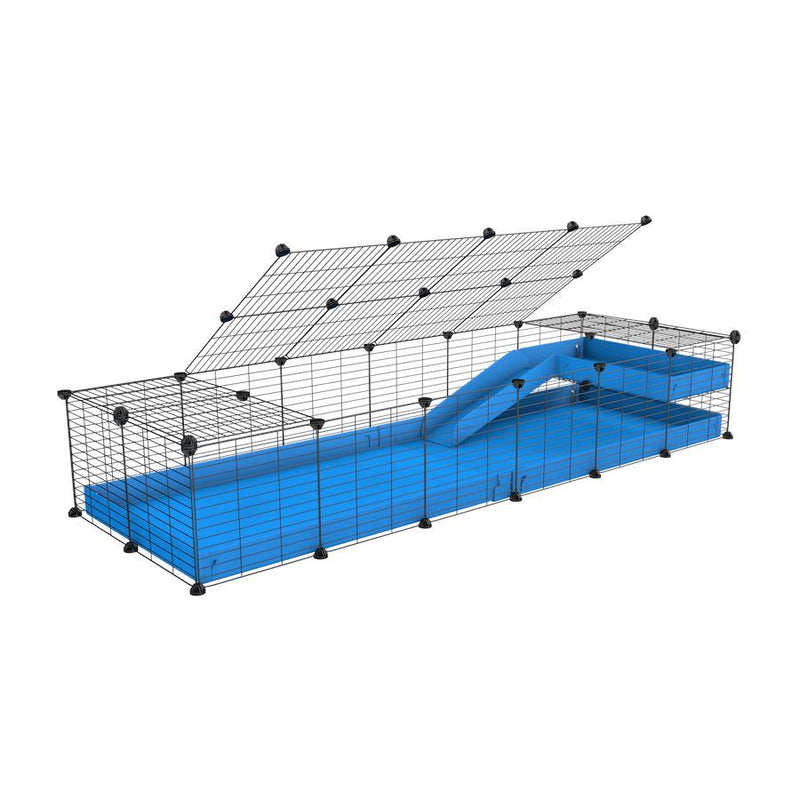 a 2x6 C and C guinea pig cage with loft ramp lid small hole size grids blue coroplast kavee