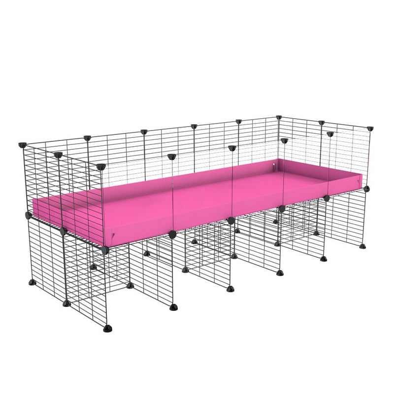 a 5x2 CC cage with clear transparent plexiglass acrylic panels  for guinea pigs with a stand pink correx and grids sold in USA by kavee