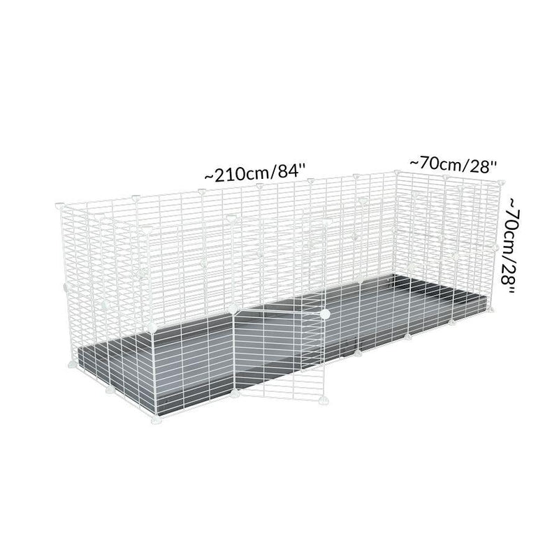 Size of A 6x2 C and C rabbit cage with a top and safe small size baby proof white C and C grids and gray coroplast by kavee USA