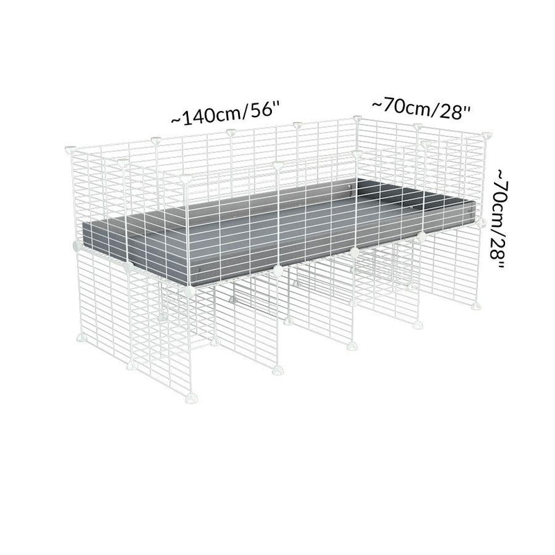Dimensions of a 4x2 C&C cage for guinea pigs with a stand and a top gray plastic safe white C and C grids by kavee