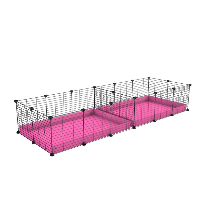 A 6x2 C&C cage with divider for guinea pig fighting or quarantine with pink coroplast from brand kavee