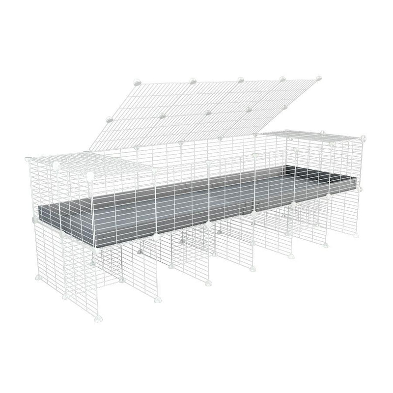 a 6x2 C&C cage for guinea pigs with a stand and a top gray plastic safe white grids by kavee