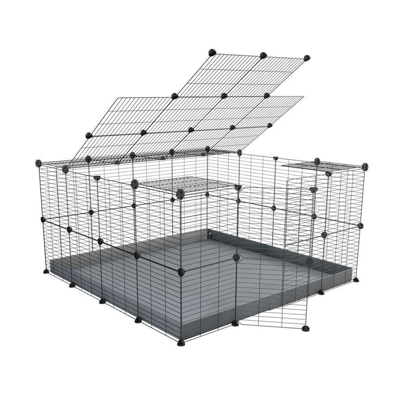 A 4x4 C&C rabbit cage with top and safe baby bars grids gray coroplast by kavee USA