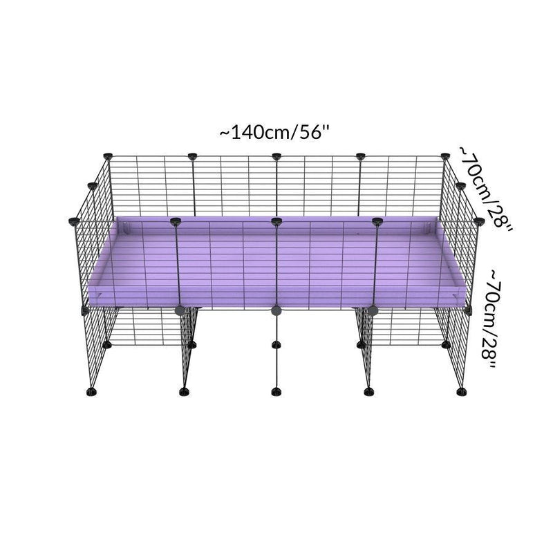 Size of a 4x2 CC cage for guinea pigs with a stand purple lilac pastel correx and 9x9 grids sold in USA by kavee