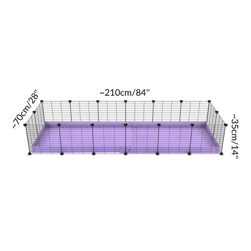 Size of A cheap 6x2 C&C cage for guinea pig with purple lilac pastel coroplast and baby grids from brand kavee