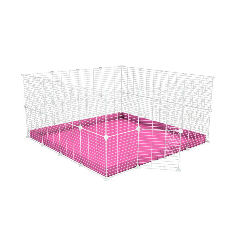 A 4x4 C&C rabbit cage with safe small hole white grids pink coroplast by kavee USA