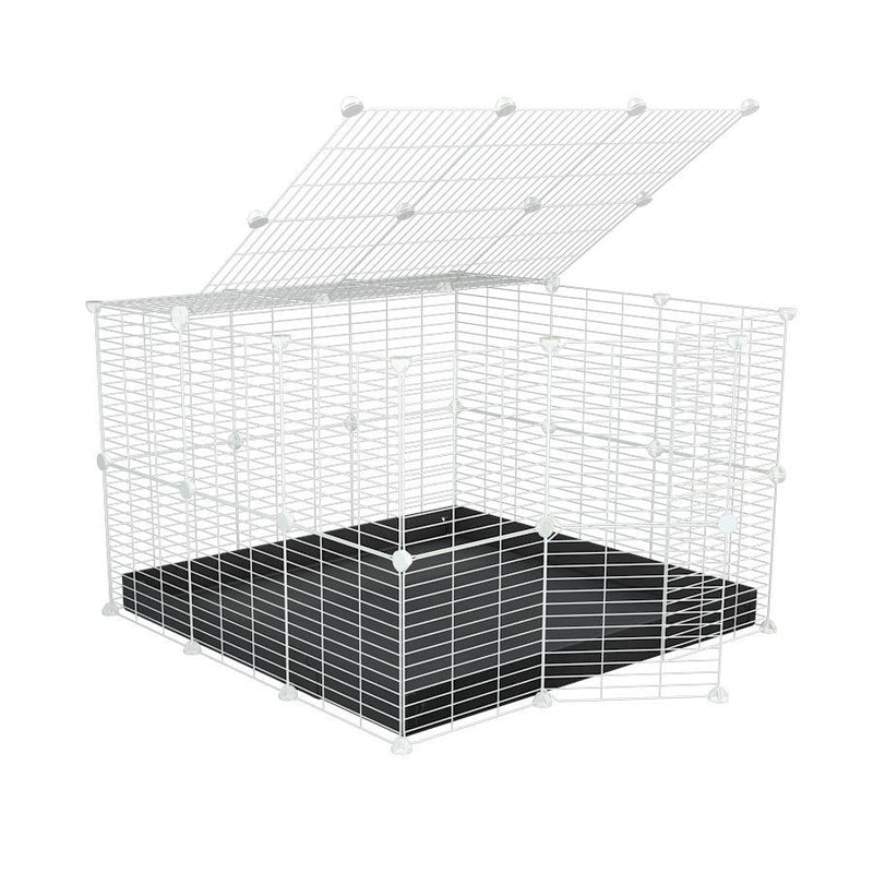 A 3x3 C&C rabbit cage with a top and safe small meshing baby bars white CC grids and black coroplast by kavee USA