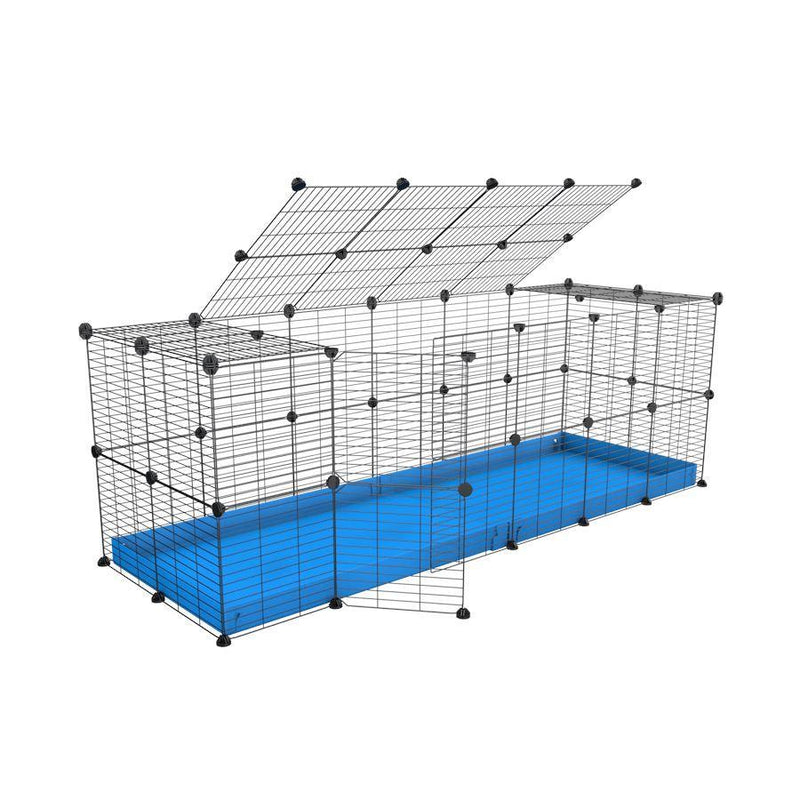 A 6x2 C and C rabbit cage with lid and safe baby grids blue coroplast by kavee USA