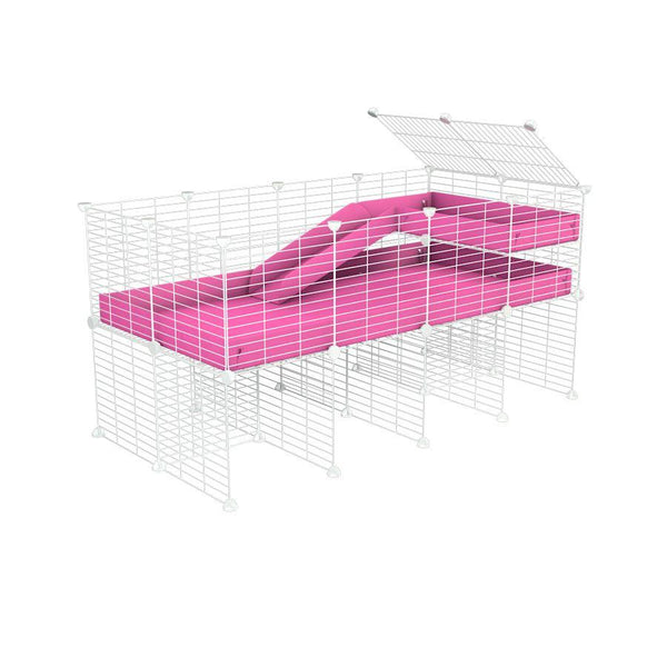 a 4x2 CC guinea pig cage with stand loft ramp small mesh white C&C grids pink corroplast by brand kavee