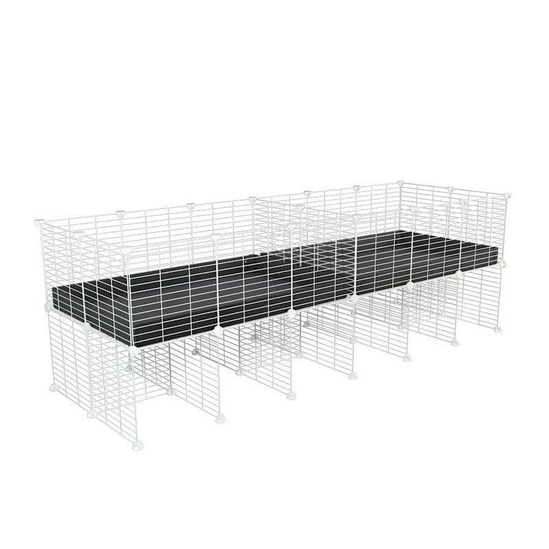 A 6x2 white C&C cage with divider and stand for guinea pig fighting or quarantine with black coroplast from brand kavee