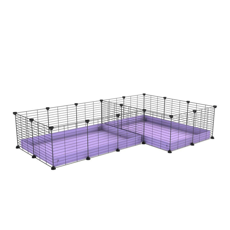 A 6x2 L-shape C&C cage with divider for guinea pig fighting or quarantine with lilac correx from brand kavee
