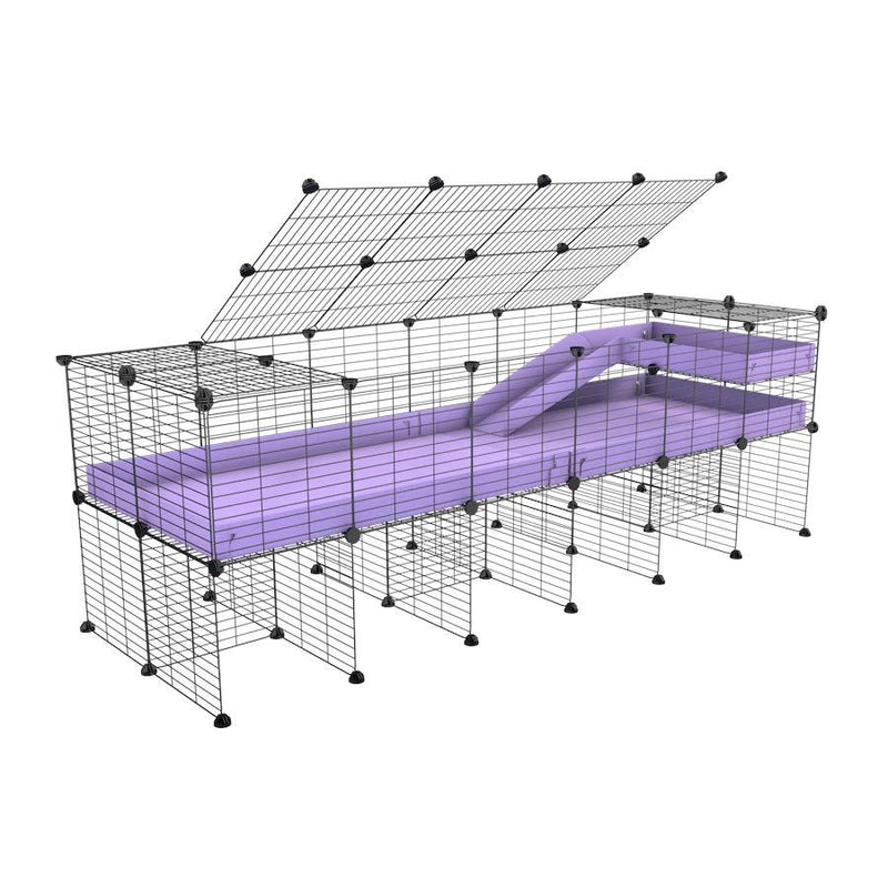 A 2x6 C and C guinea pig cage with stand loft ramp lid small size meshing safe grids purple lilac pastel correx sold in USA