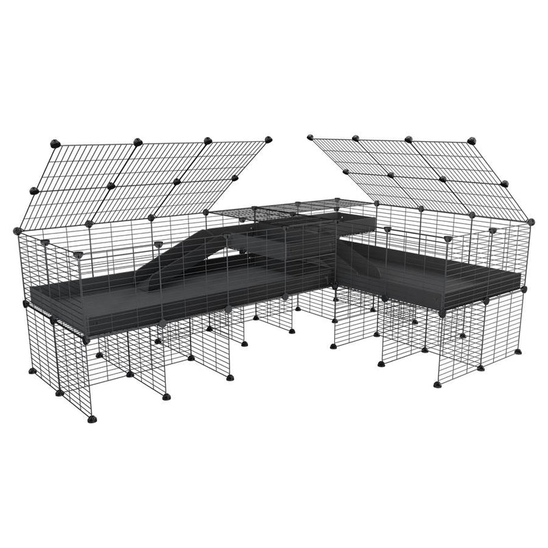 L-Shape 8x2 C&C Cage with Divider, Loft & Stand