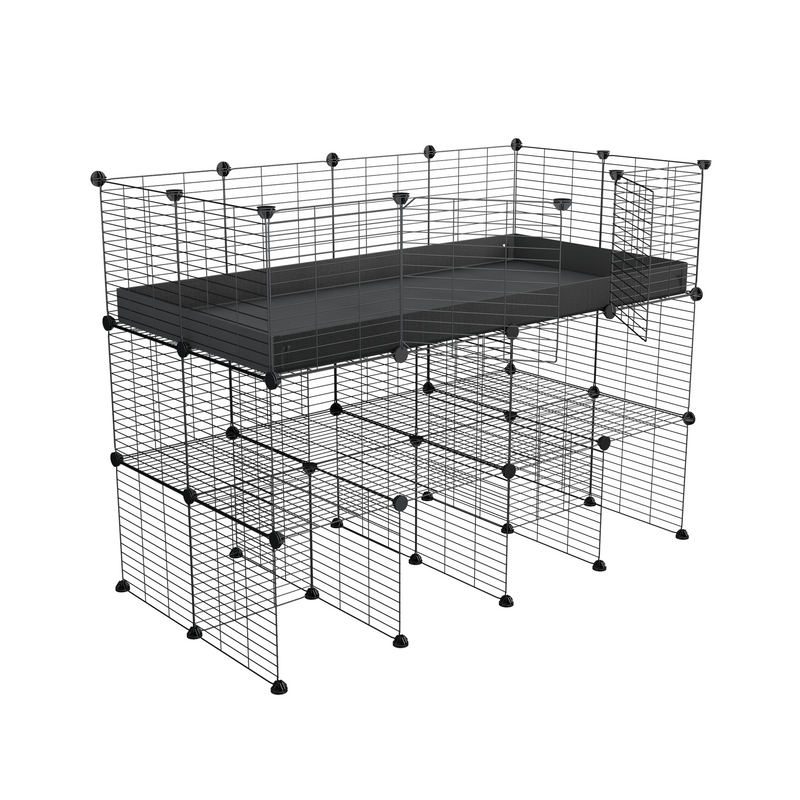 a tall 4x2 C&C guinea pigs cage with a double stand black coroplast and safe small hole grids sold in USA by kavee