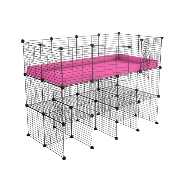 a tall 4x2 C&C guinea pigs cage with a double stand pink coroplast and safe baby bars grids sold in USA by kavee