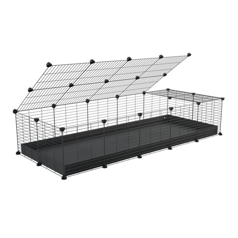 A 2x5 C and C cage for guinea pigs with black coroplast a lid and small hole grids from brand kavee