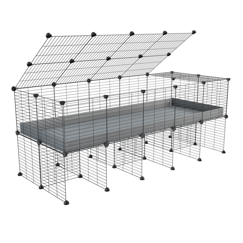 a 5x2 C&C cage for guinea pigs with a stand and a top gray plastic safe grids by kavee