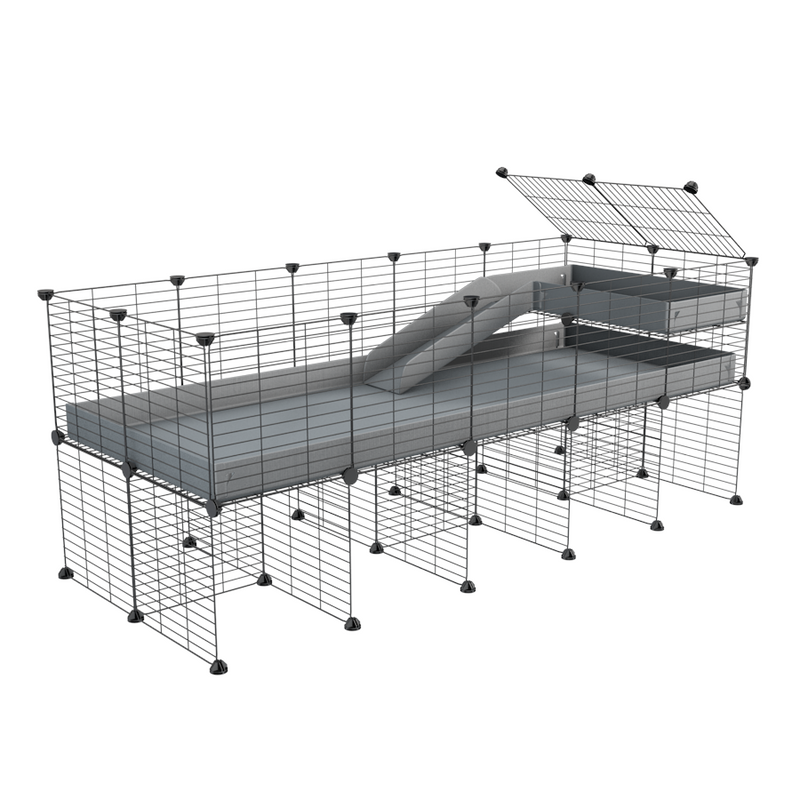 a 5x2 CC guinea pig cage with stand loft ramp small mesh grids gray corroplast by brand kavee
