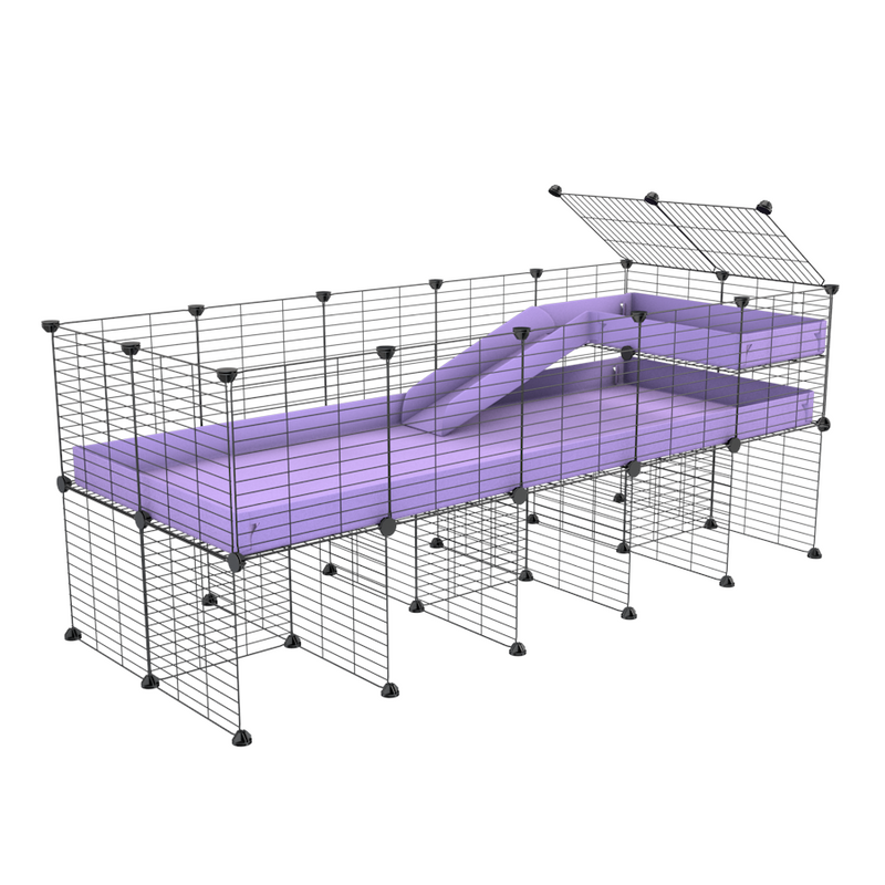 a 5x2 CC guinea pig cage with stand loft ramp small mesh grids purple lilac pastel corroplast by brand kavee