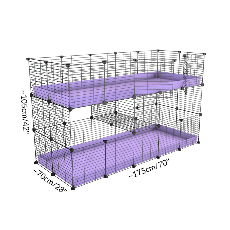 Size of A two tier 5x2 c&c cage for guinea pigs with two levels by brand kavee in the USA