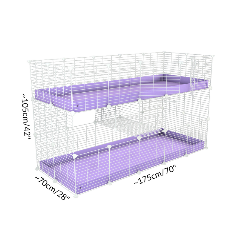 Size of A two tier white 5x2 c&c cage for guinea pigs with two levels by brand kavee in the USA