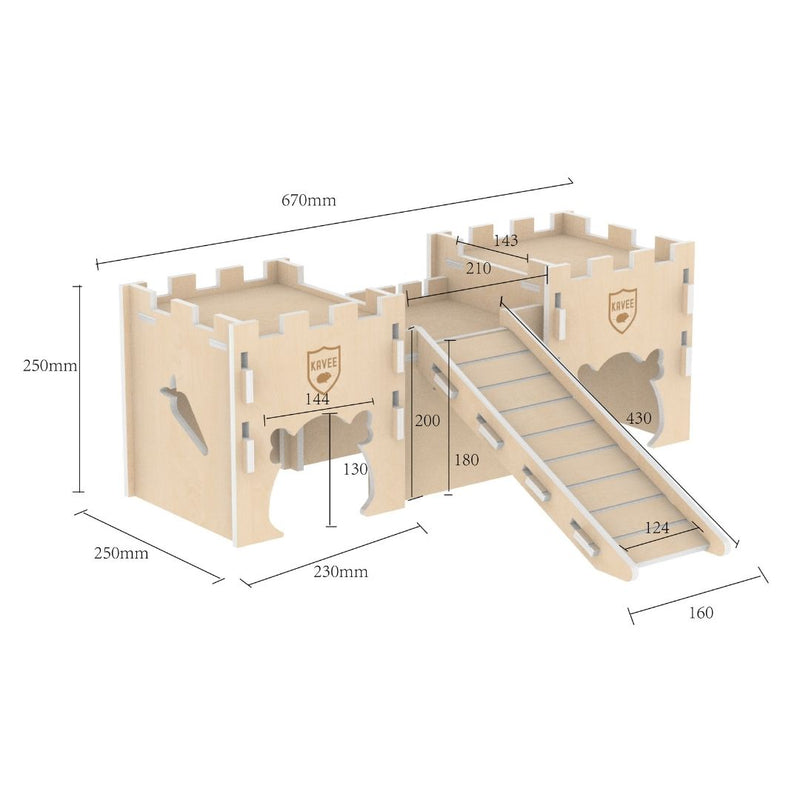 dimensions of kavee wooden guinea pig fort castle 