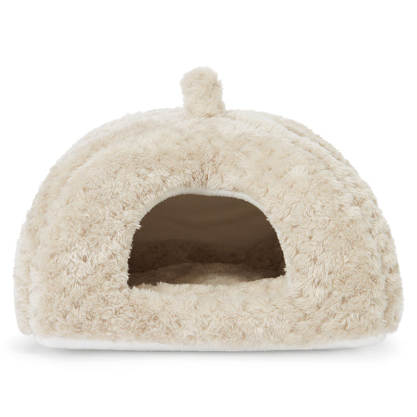 a guinea pig hidey house made of taupe fleece by kavee