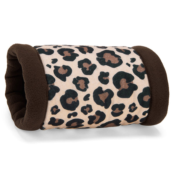 a guinea pig tunnel made of leopard fleece by kavee and haybag