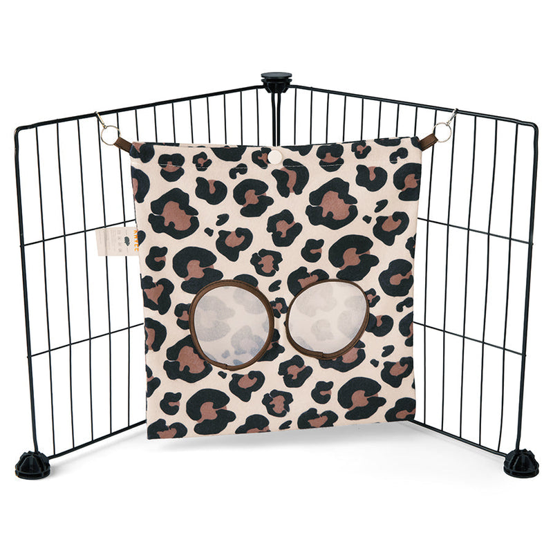  a guinea pig haybag hung on C&C cage made of leopard fleece by  kavee 