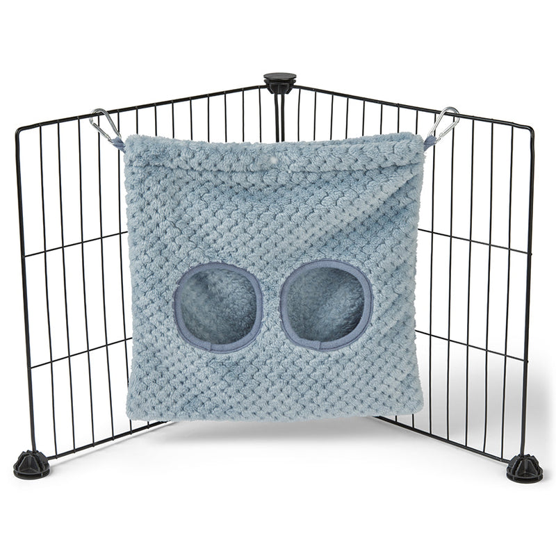  a guinea pig haybag hung on C&C cage made of blue fleece by  kavee 