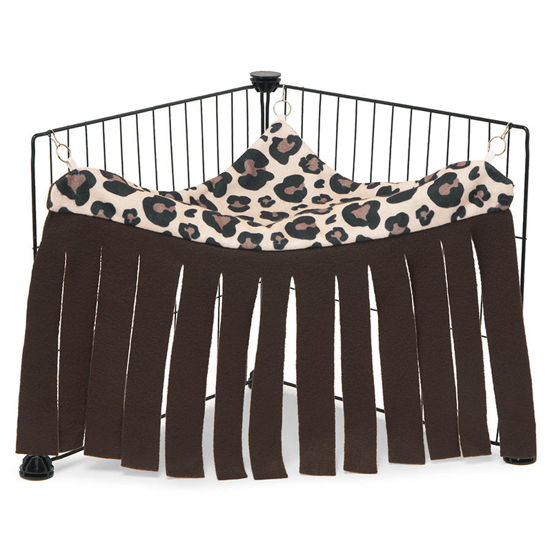  a guinea pig corner curtain hung on C&C cage made of leopard fleece by  kavee 