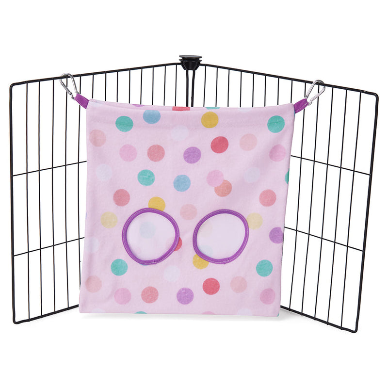  a guinea pig haybag hung on C&C cage made of spots fleece by  kavee 
